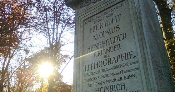 Senefelder's grave Alois Senefelder's grave in Munich.